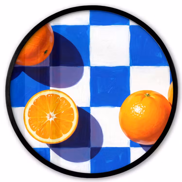 Ronde fotolijst - Sinaasappel - Geruit - Eten — 1