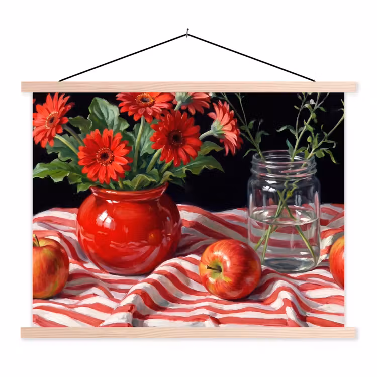 Schoolplaat - Rode bloemen - Vaas — 1