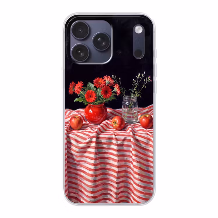 Telefoonhoesje Softcase - Rode bloemen - Vaas — 1