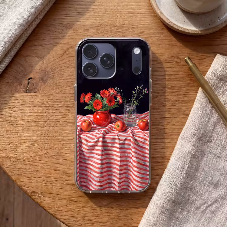 Telefoonhoesje Softcase - Rode bloemen - Vaas — 2