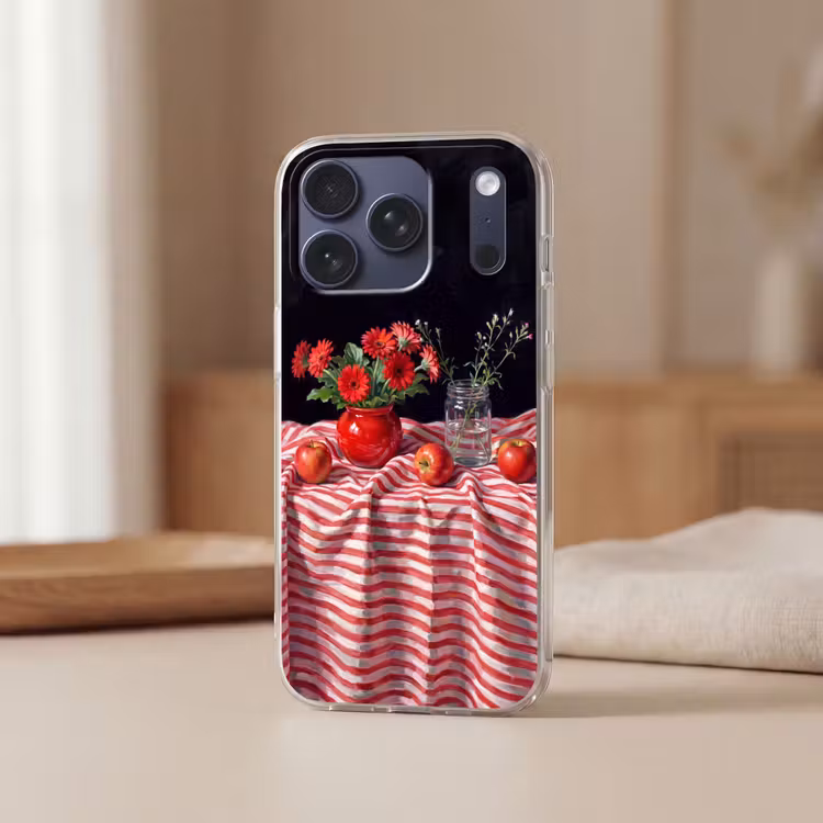 Telefoonhoesje Softcase - Rode bloemen - Vaas — 3