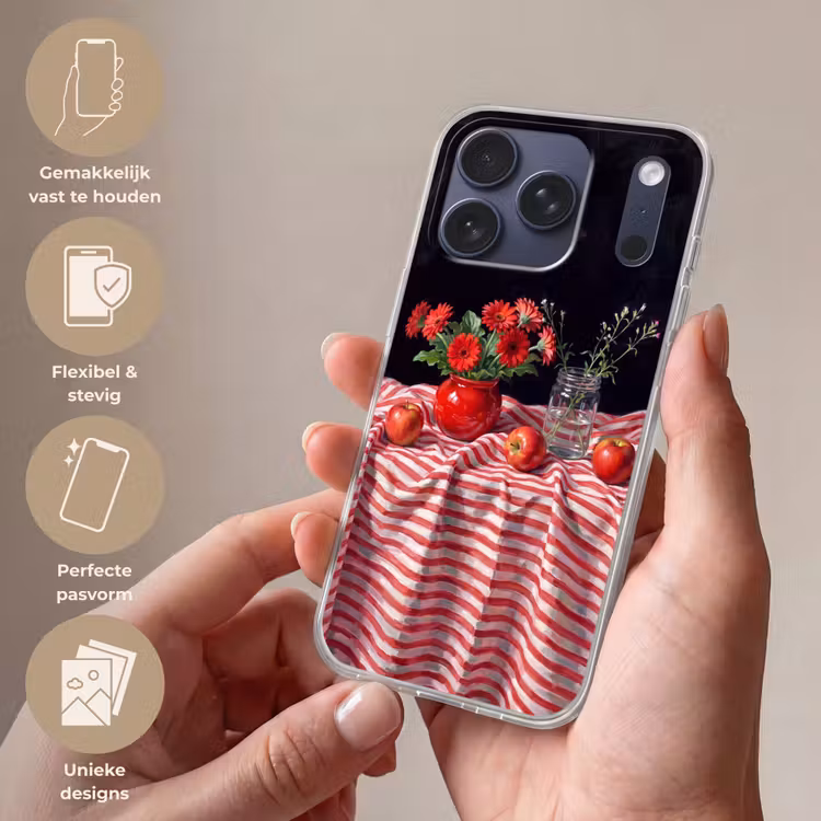 Telefoonhoesje Softcase - Rode bloemen - Vaas — 4