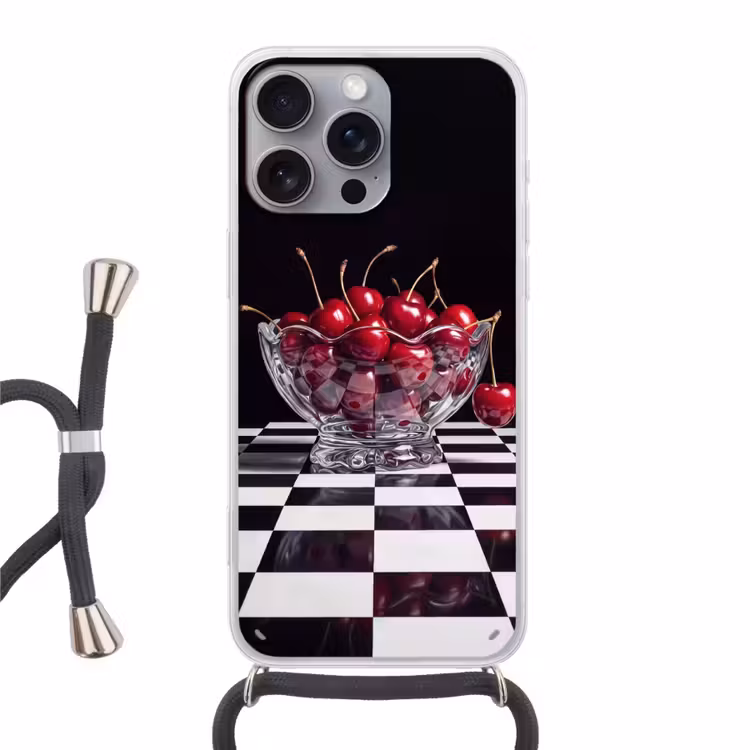 Telefoonhoesje met koord - Eten - Kersen - Rood — 1