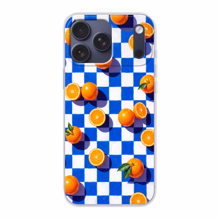 Telefoonhoesje Softcase - Sinaasappel - Geruit - Eten — 1