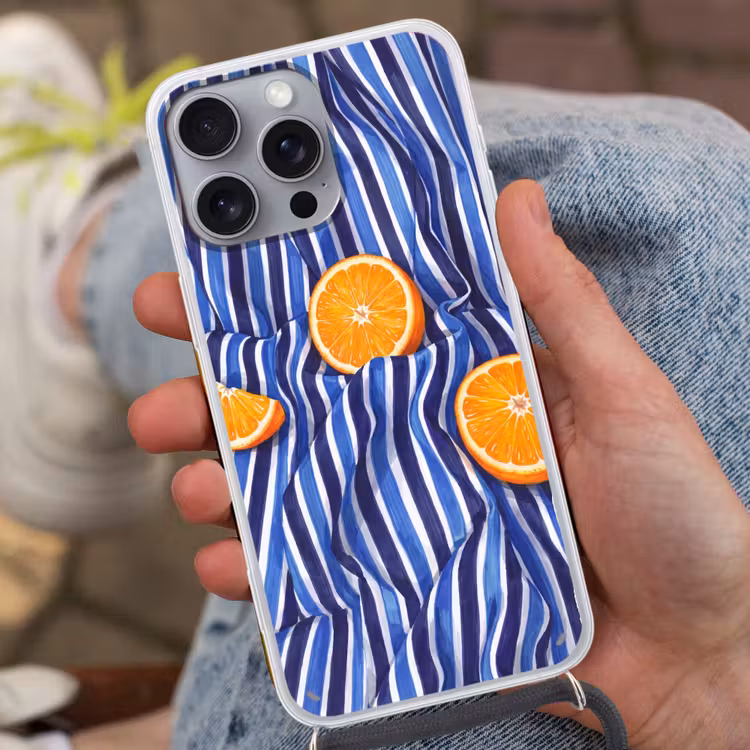 Telefoonhoesje met koord - Eten - Fruit - Oranje — 2