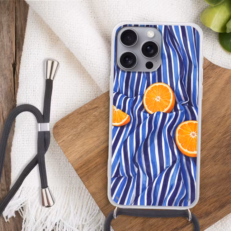 Telefoonhoesje met koord - Eten - Fruit - Oranje — 3