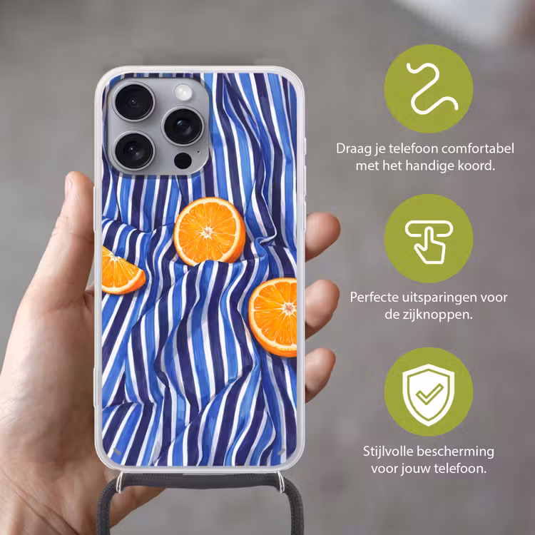 Telefoonhoesje met koord - Eten - Fruit - Oranje — 4