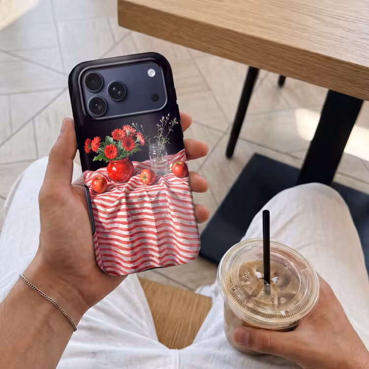 Telefoonhoesje Toughcase - Rode bloemen - Vaas — 4