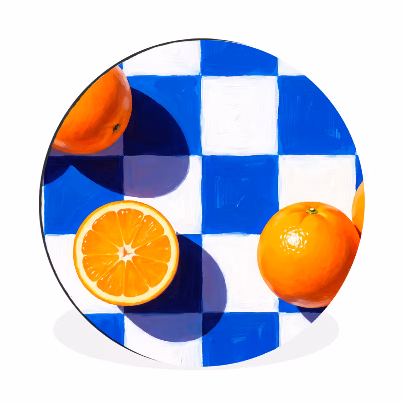 Wandcirkel - Aluminium - Sinaasappel - Geruit - Eten — 1