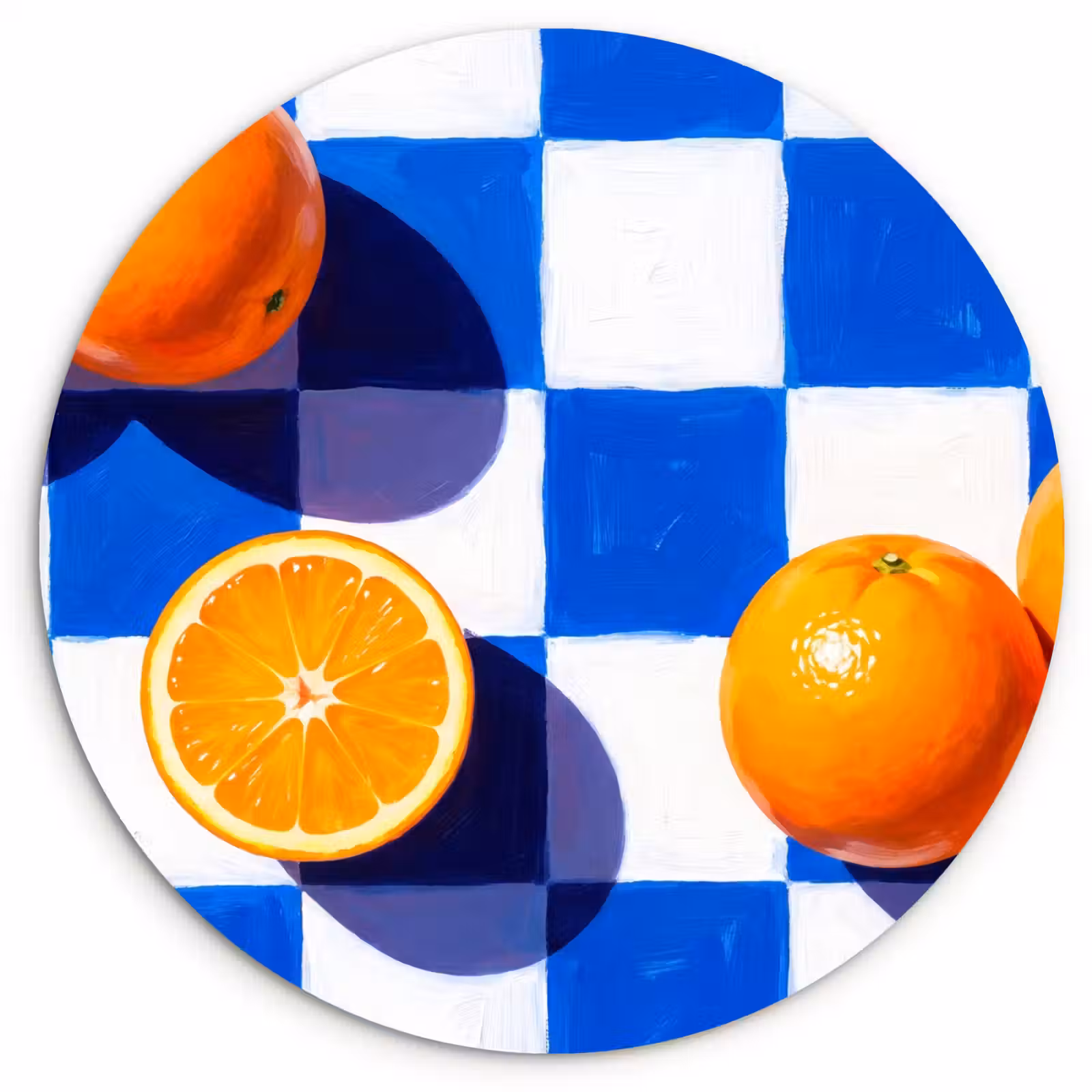 Wandcirkel - Glas - Sinaasappel - Geruit - Eten — 1