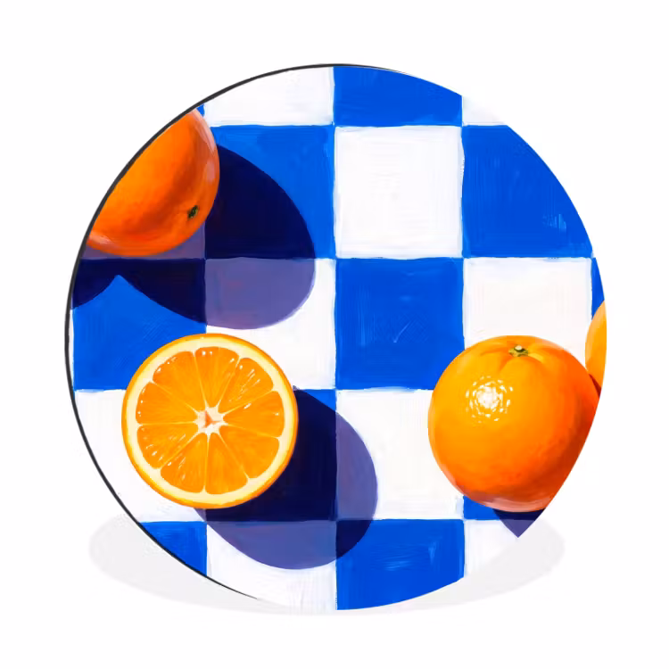Wandcirkel - Aluminium - Sinaasappel - Geruit - Eten — 1