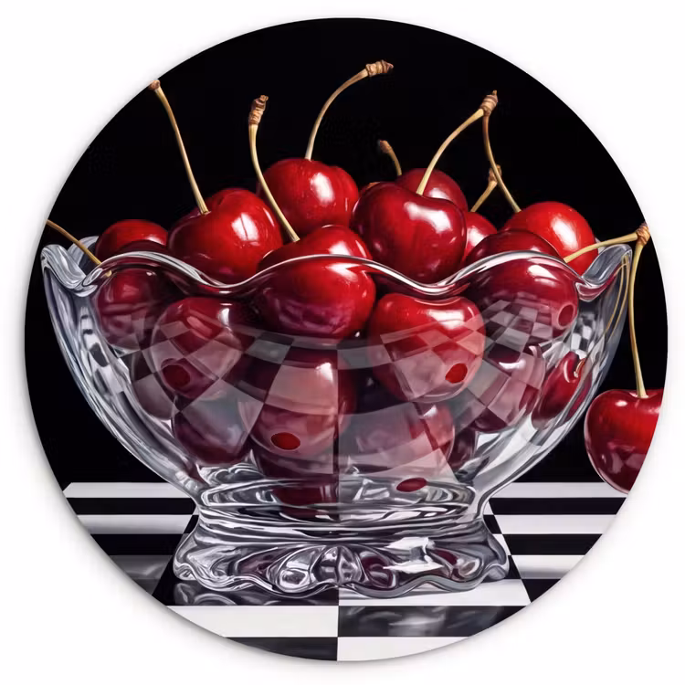 Wandcirkel - Glas - Eten - Kersen - Rood — 1