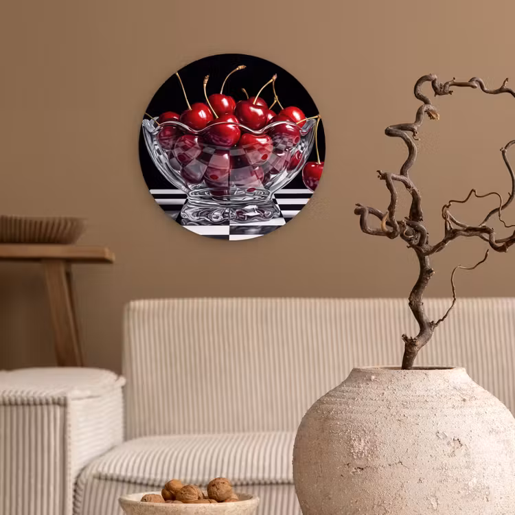 Wandcirkel - Glas - Eten - Kersen - Rood — 2