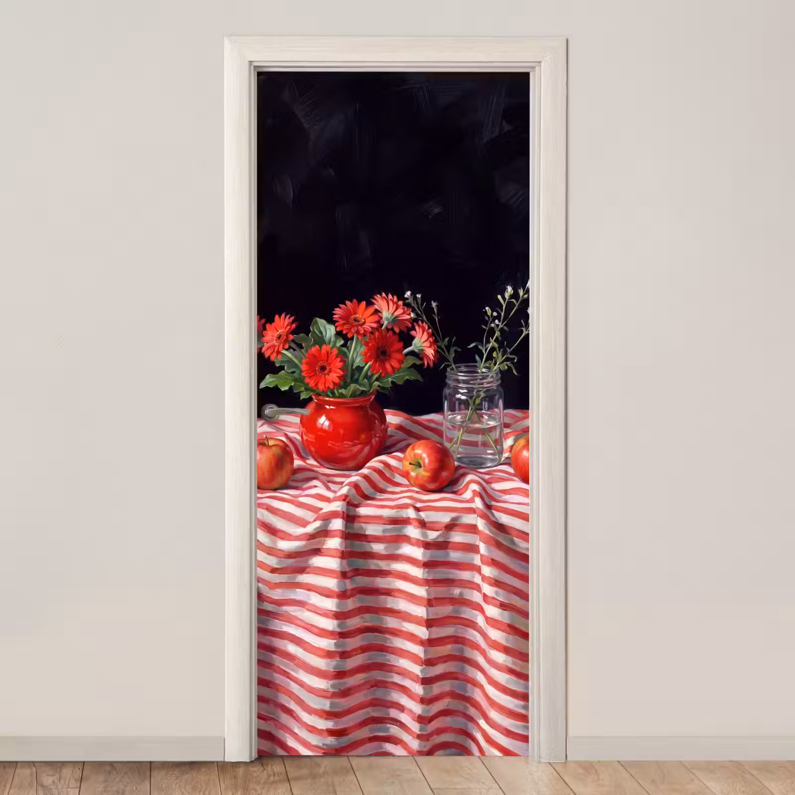 Deursticker - Rode bloemen - Vaas — 1