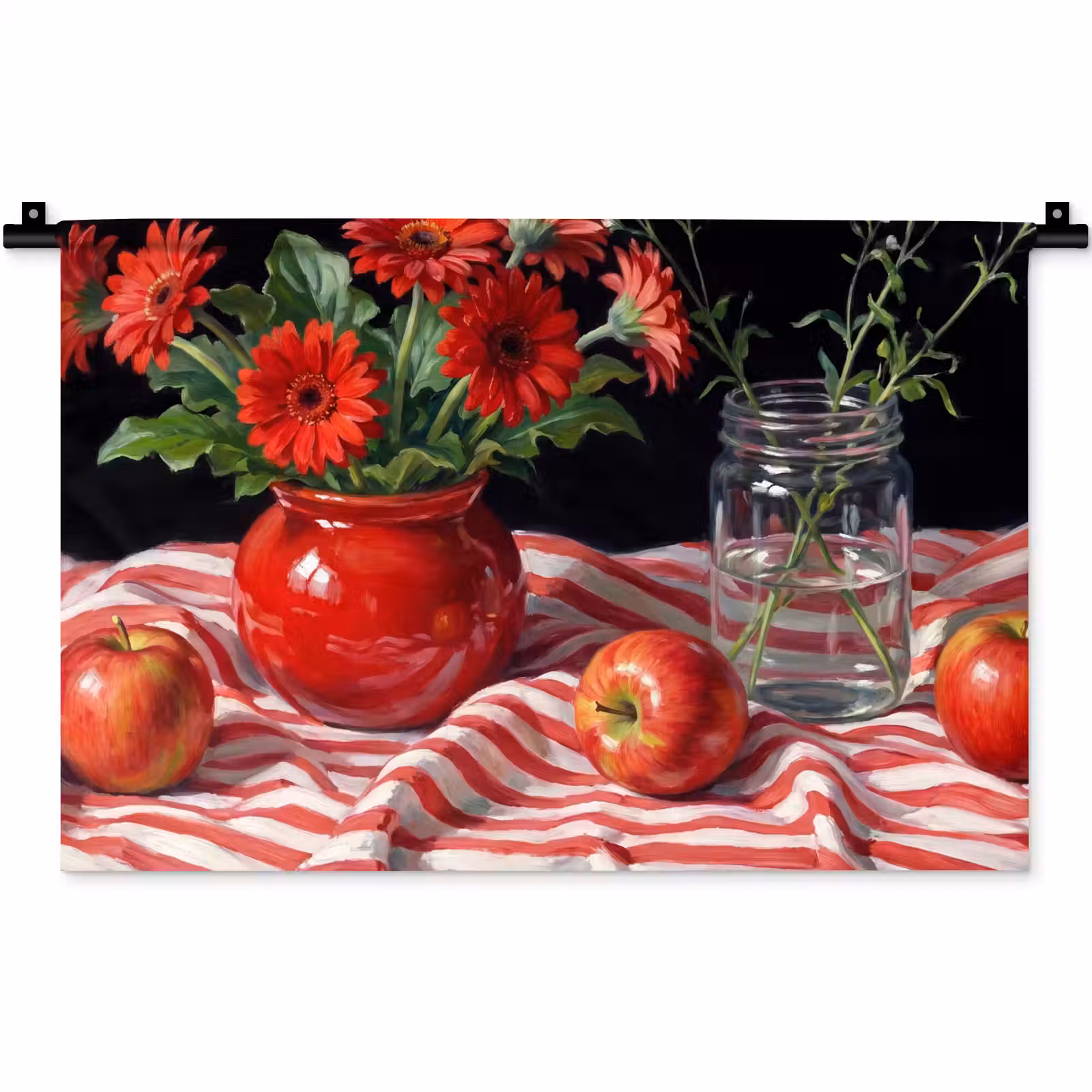 Wandkleed - Rode bloemen - Vaas — 1