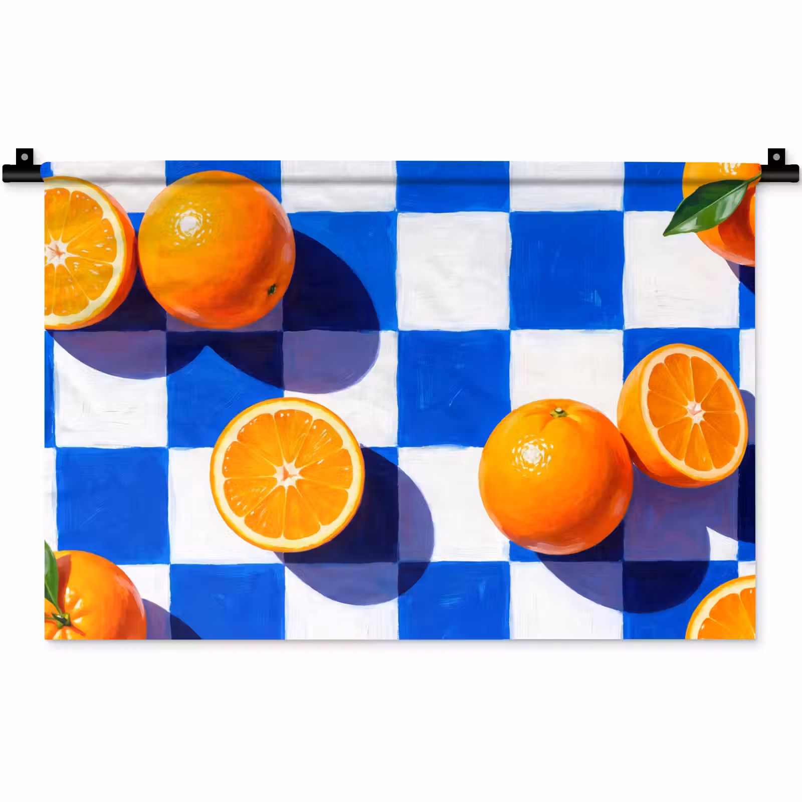 Wandkleed - Sinaasappel - Geruit - Eten — 1