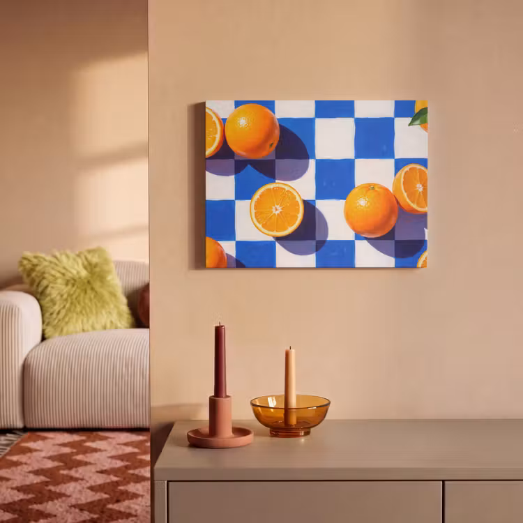 Akoestisch schilderij - Sinaasappel - Geruit - Eten — 2