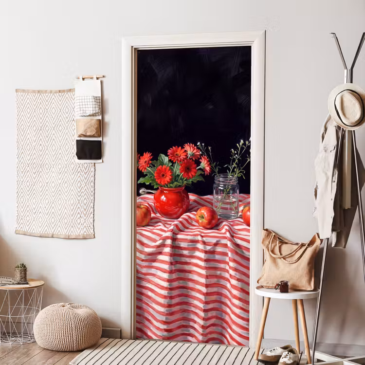 Deursticker - Rode bloemen - Vaas — 8