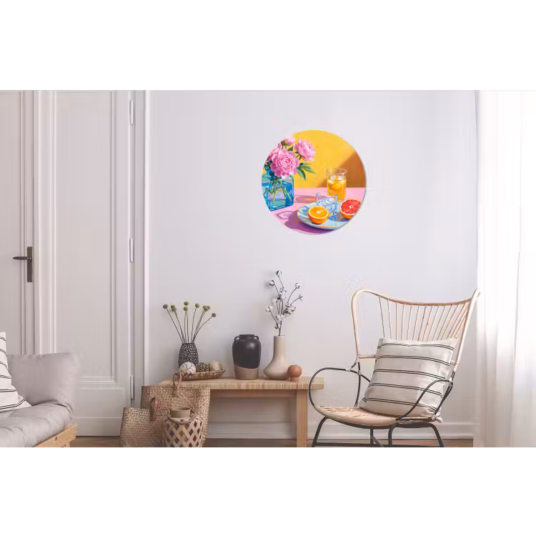 Wandcirkel - Aluminium - Bloemen - Roze - Modern — 2