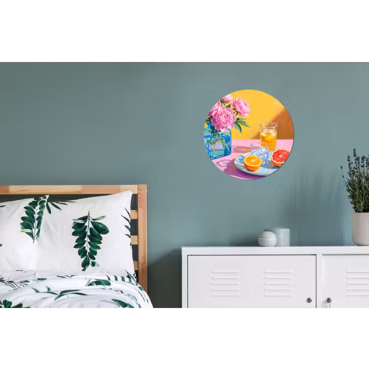 Wandcirkel - Aluminium - Bloemen - Roze - Modern — 4