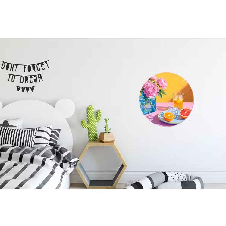 Wandcirkel - Aluminium - Bloemen - Roze - Modern — 5