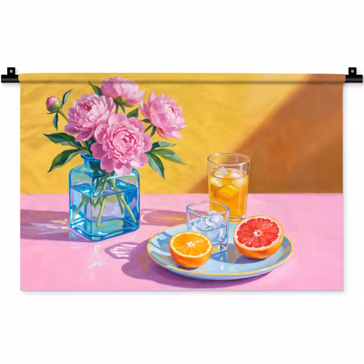 Wandkleed - Bloemen - Roze - Modern — 1