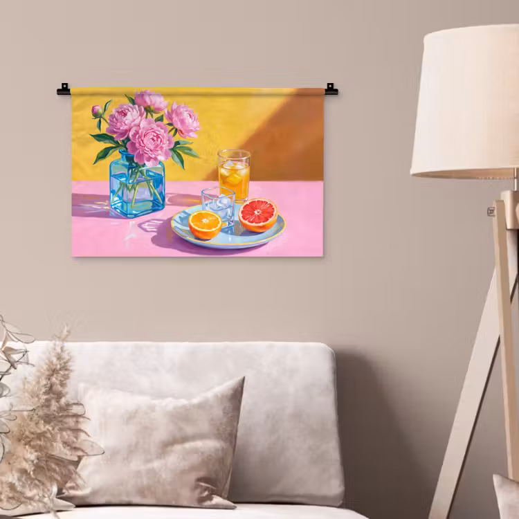 Wandkleed - Bloemen - Roze - Modern — 2