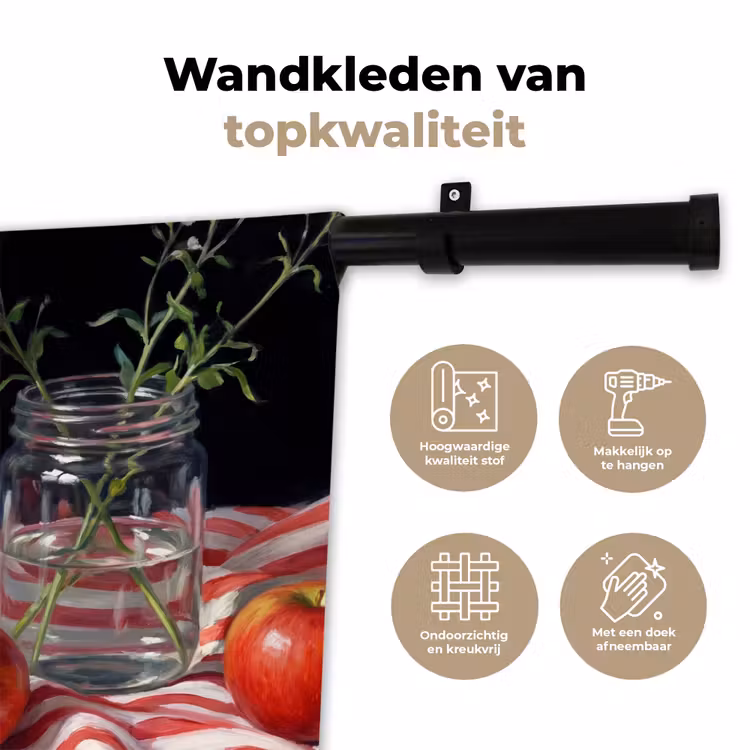 Wandkleed - Rode bloemen - Vaas — 3