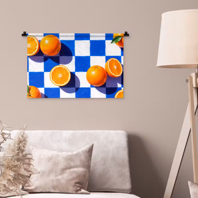 Wandkleed - Sinaasappel - Geruit - Eten — 2