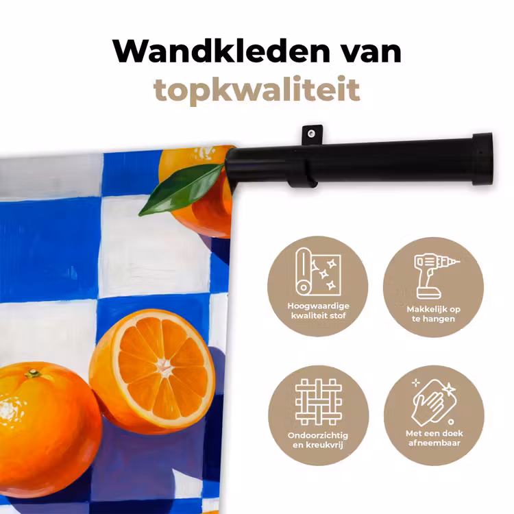 Wandkleed - Sinaasappel - Geruit - Eten — 3
