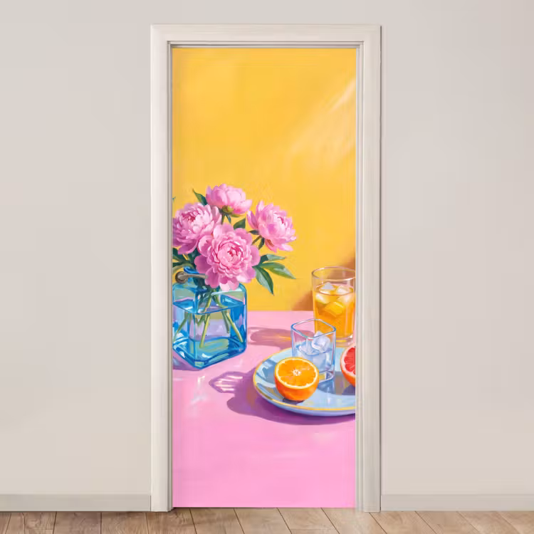 Deursticker - Bloemen - Roze - Modern — 1