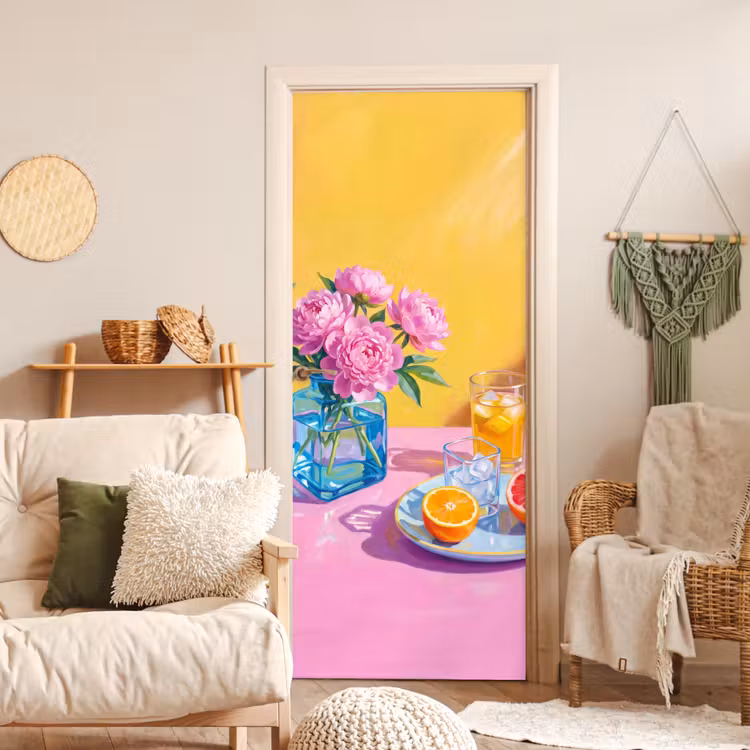 Deursticker - Bloemen - Roze - Modern — 4