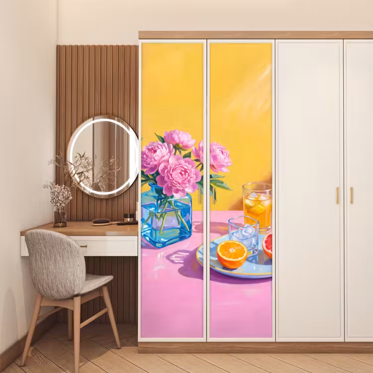 Deursticker - Bloemen - Roze - Modern — 5