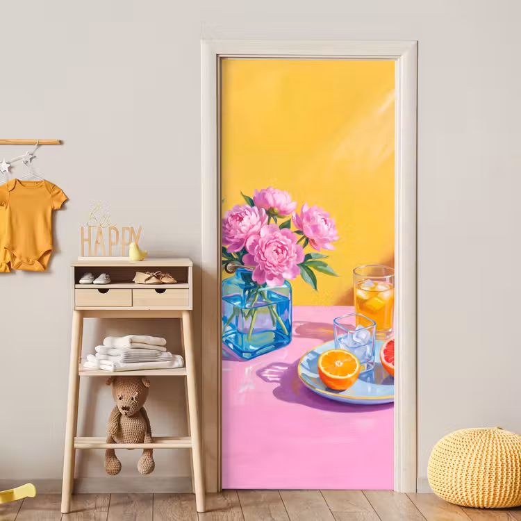 Deursticker - Bloemen - Roze - Modern — 6