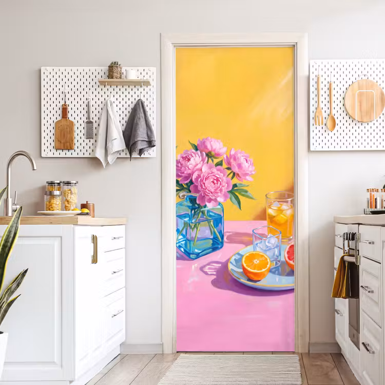 Deursticker - Bloemen - Roze - Modern — 7