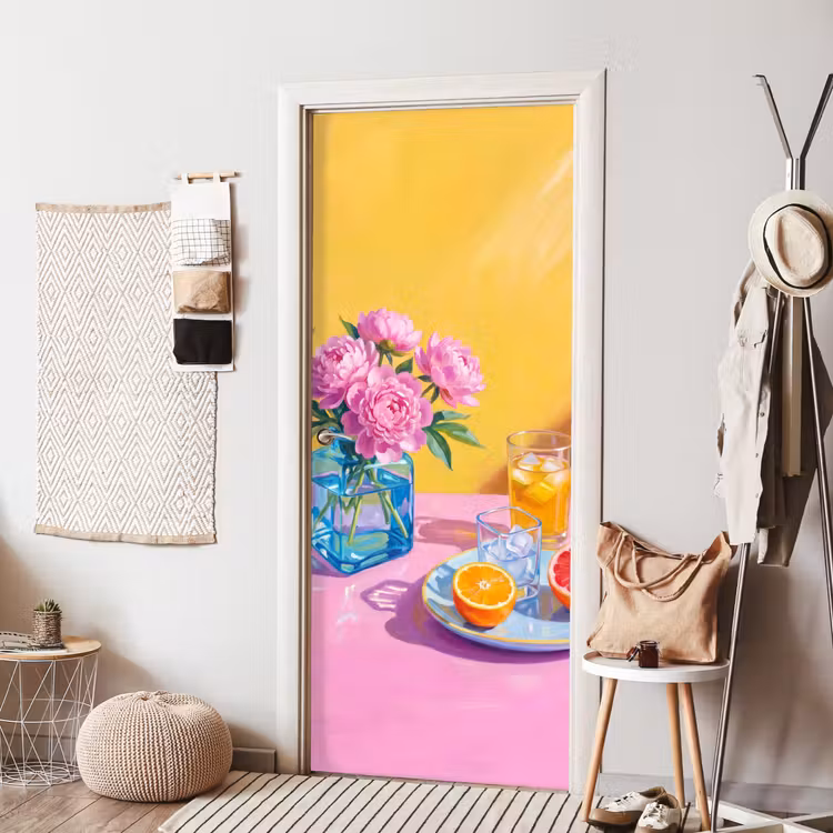 Deursticker - Bloemen - Roze - Modern — 8