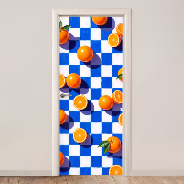 Deursticker - Sinaasappel - Geruit - Eten — 1