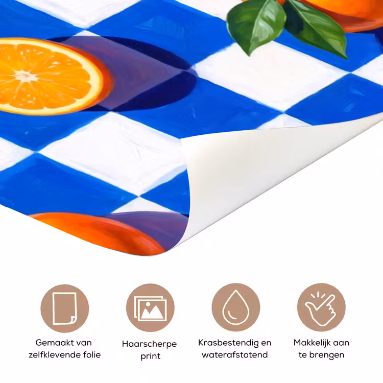 Deursticker - Sinaasappel - Geruit - Eten — 3