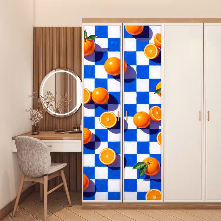 Deursticker - Sinaasappel - Geruit - Eten — 5