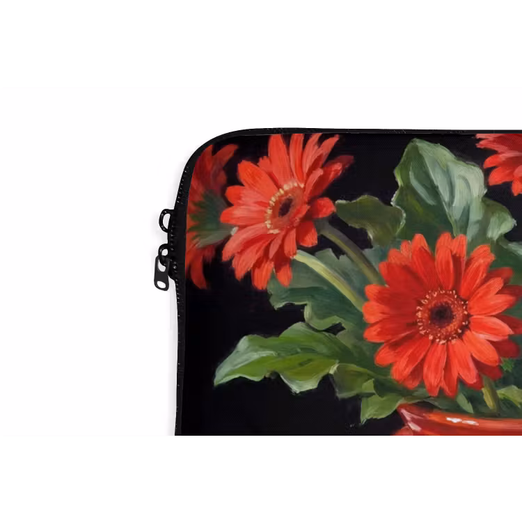 Laptophoes - Rode bloemen - Vaas — 5