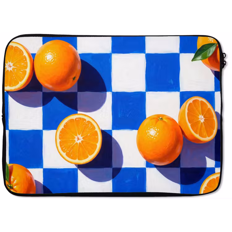 Laptophoes - Sinaasappel - Geruit - Eten — 1