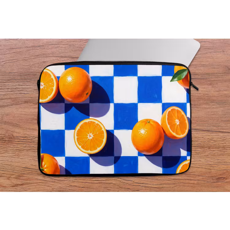 Laptophoes - Sinaasappel - Geruit - Eten — 2