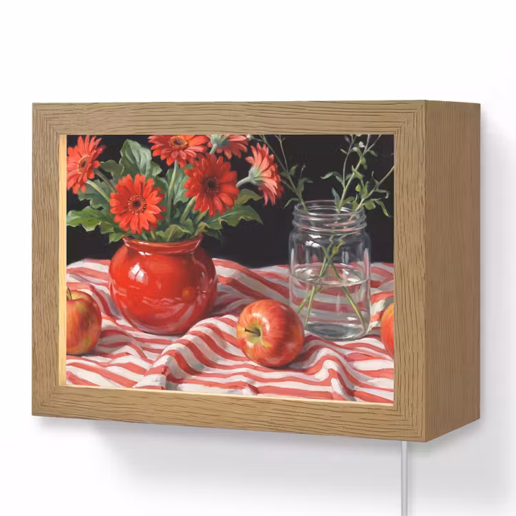 Lightbox - Wandlamp - Rode bloemen - Vaas — 1