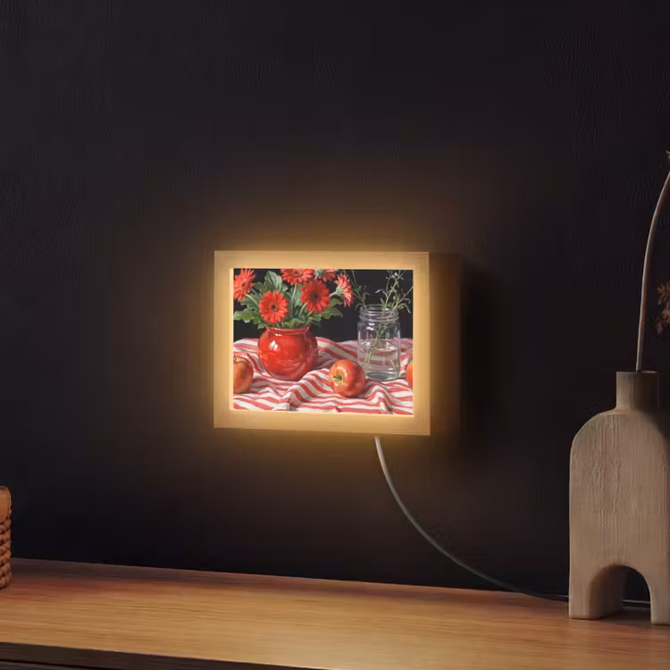 Lightbox - Wandlamp - Rode bloemen - Vaas — 2