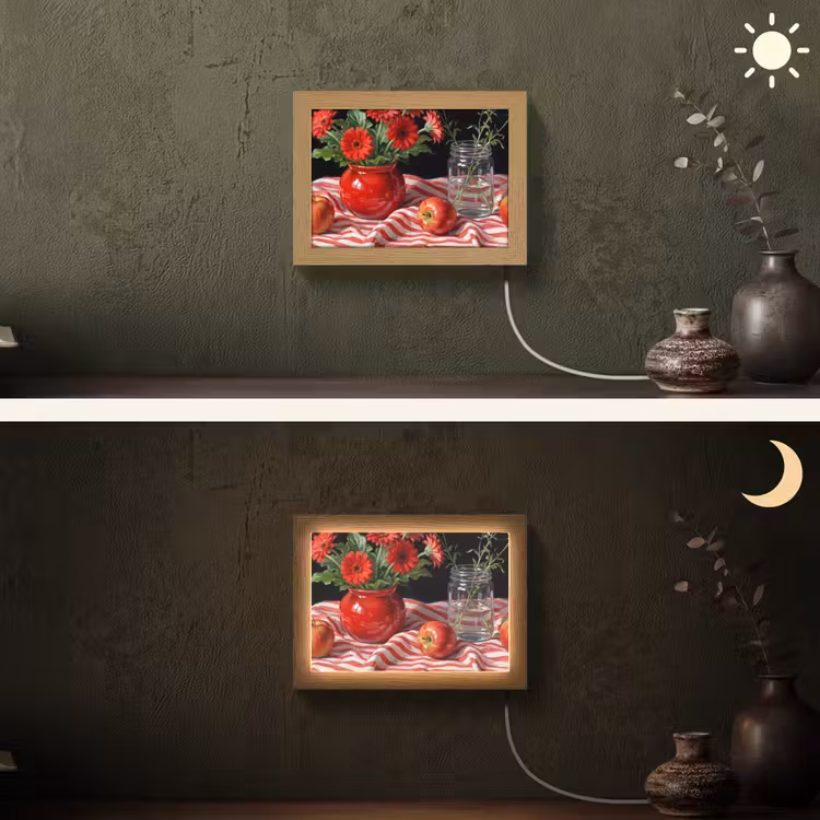 Lightbox - Wandlamp - Rode bloemen - Vaas — 3
