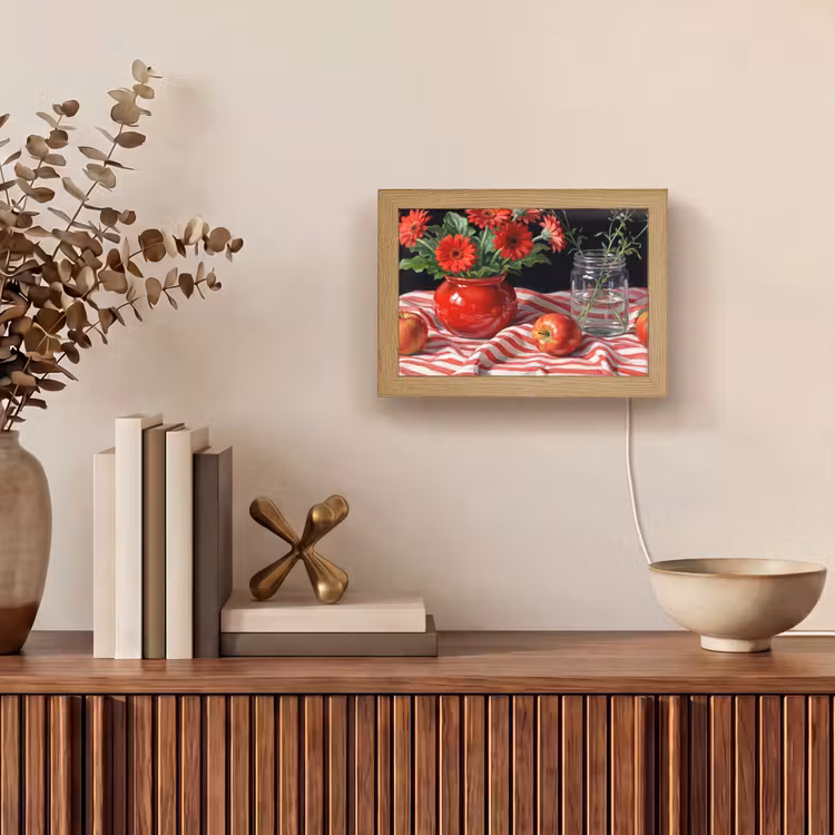 Lightbox - Wandlamp - Rode bloemen - Vaas — 4