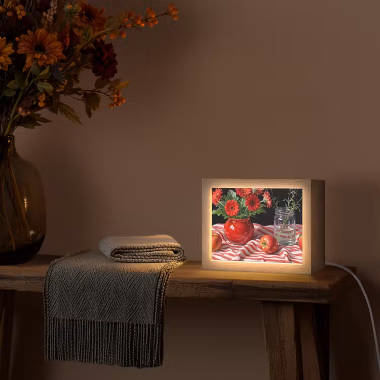 Lightbox - Wandlamp - Rode bloemen - Vaas — 5