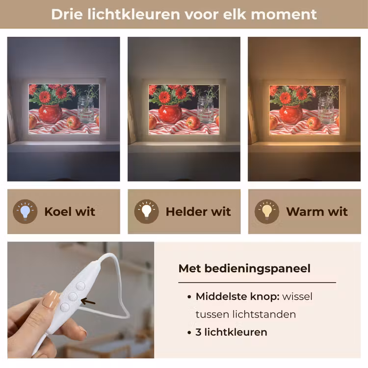 Lightbox - Wandlamp - Rode bloemen - Vaas — 7