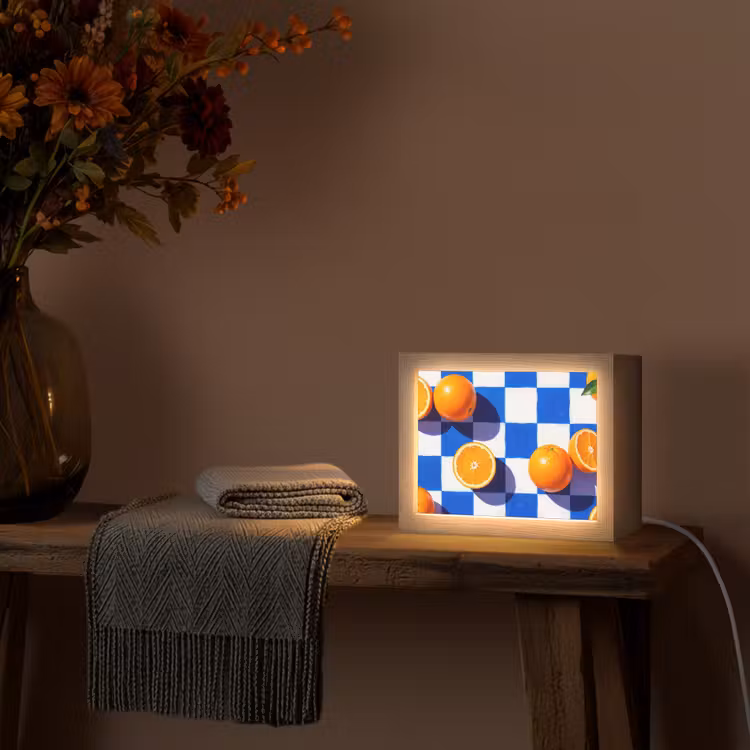 Lightbox - Wandlamp - Sinaasappel - Geruit - Eten — 5