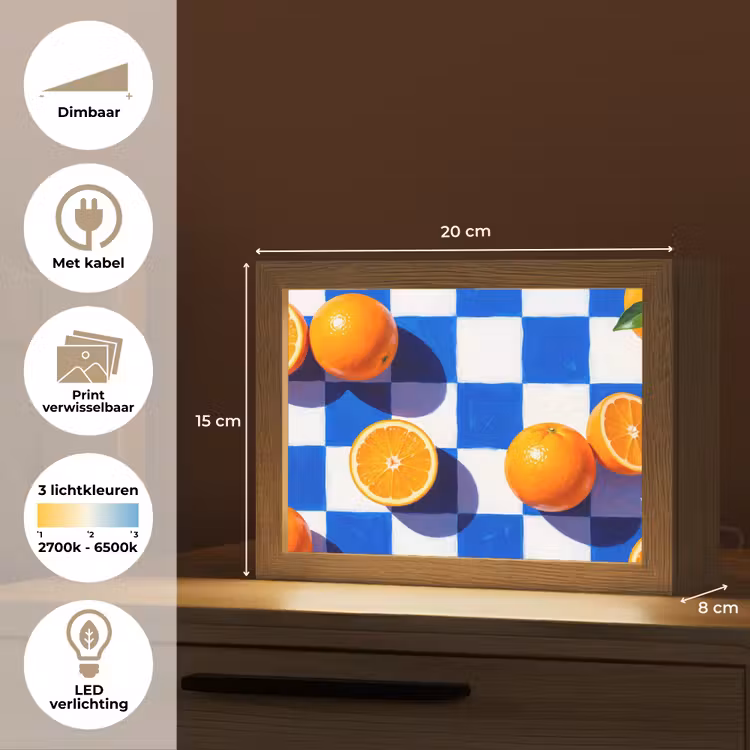 Lightbox - Wandlamp - Sinaasappel - Geruit - Eten — 9